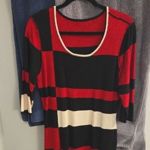 Danny & Nicole Red and Black Knit Dress